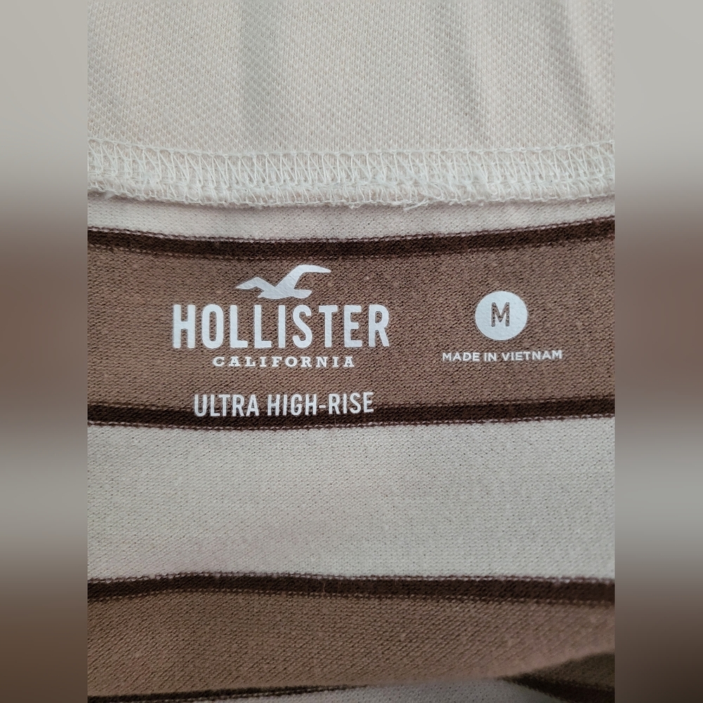 Hollister Ultra High-Rise Mini Skirt‎ Medium Beige White Brown Striped Casual - Picture 6 of 6